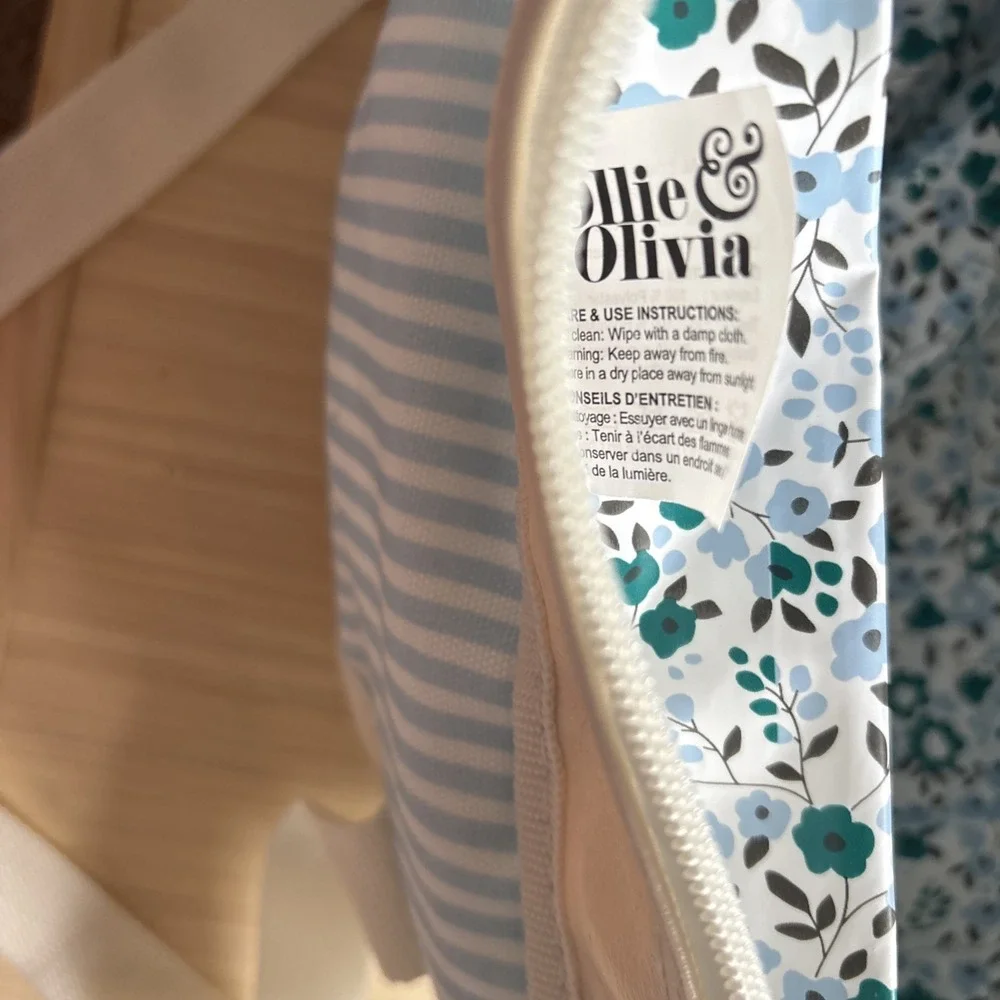 Ollie and Olivia: Travel/beach Cooler Bag| Striped | Zipper | Blue & Ivory